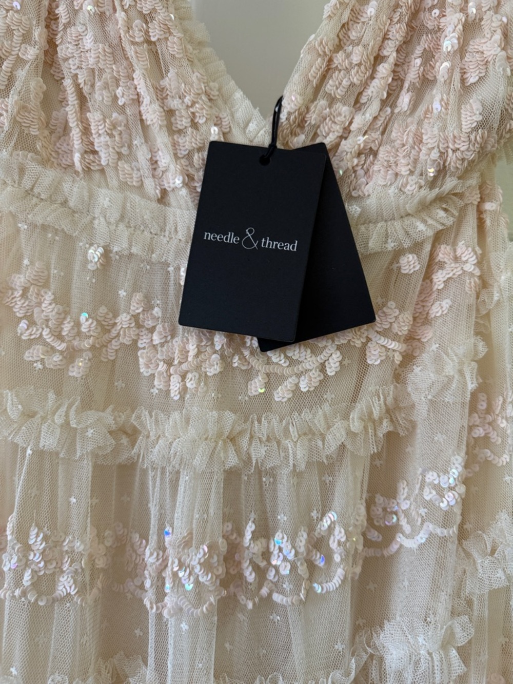Needle & Thread Blush Cream Tiered Midi Dress - Picture 6 of 9